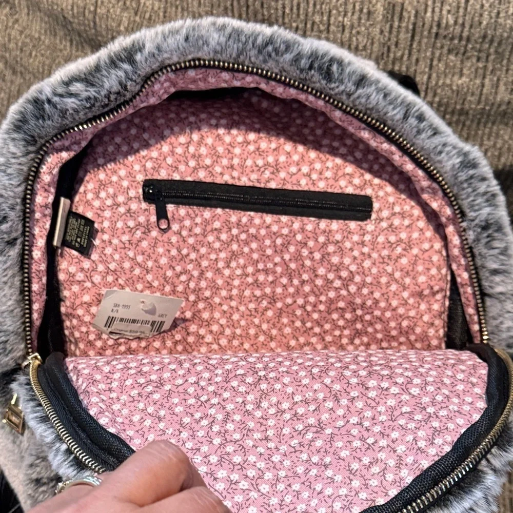 Faux Fur Gray Backpack